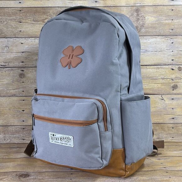 Lucky Brand Backpack Premium Laptop Canvas Unisex Backpack Color Grey - Picture 2 of 16